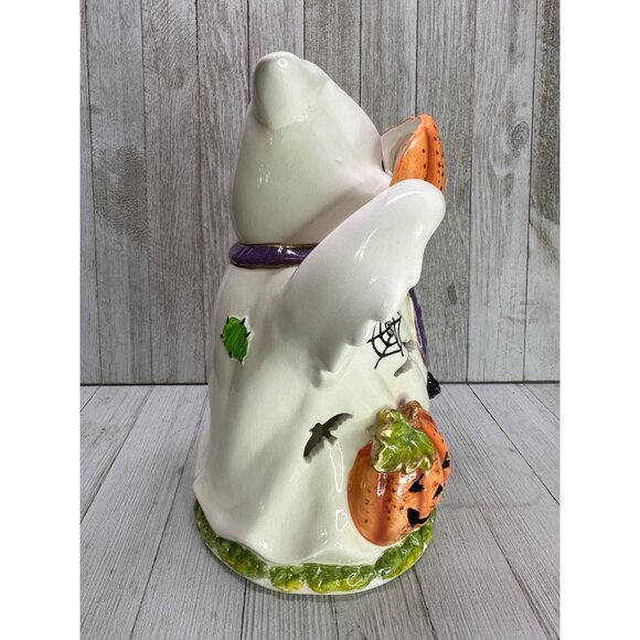 Vtg Fiber Optic Ceramic Ghost 10” Tall Color Changing Halloween Decor 3AAA Works - Picture 7 of 13